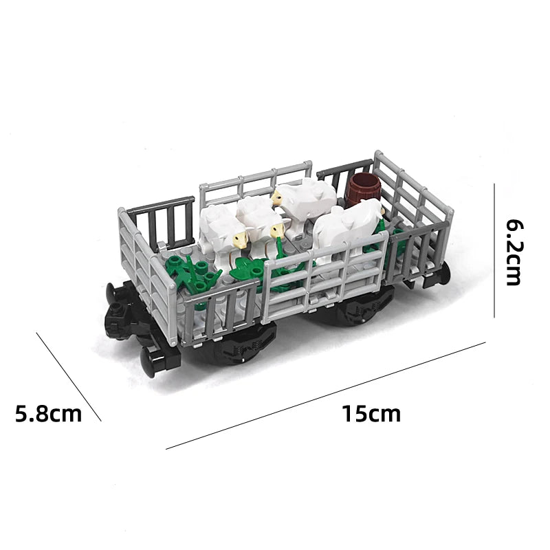 MOC Train Carriage Model, Rail Transport Vehicle, Coal Transport Vehicle, Rail Lift Pole Indicator Light, Train Accessories