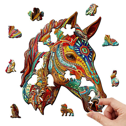 Wooden puzzle color horse gift box exquisite gift irregular animal shape puzzle personalized senior unique gift family interacti