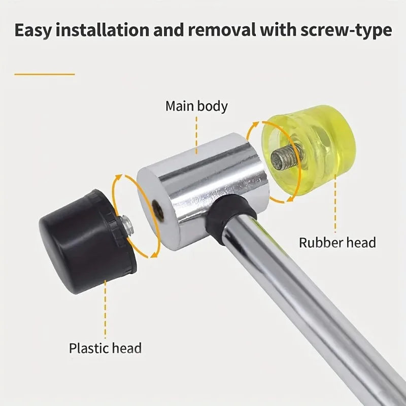 Soft Plastic Double-Sided Rubber Mallet for Jewelry Leather Craft Woodwork & Flooring Installation - Durable Hammer
