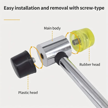 Soft Plastic Double-Sided Rubber Mallet for Jewelry Leather Craft Woodwork & Flooring Installation - Durable Hammer