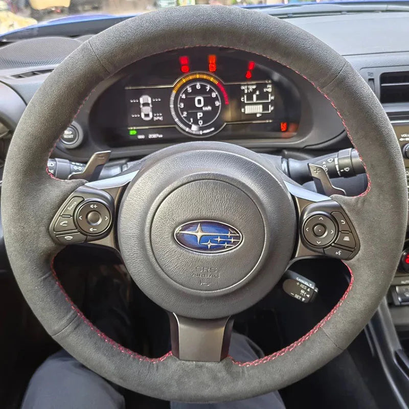 100% Fit For Subaru BRZ Toyota GR86 2017-2023 Auto Parts DIY Hand-stitched Black Suede Wear-Resisting Car Steering Wheel Cover