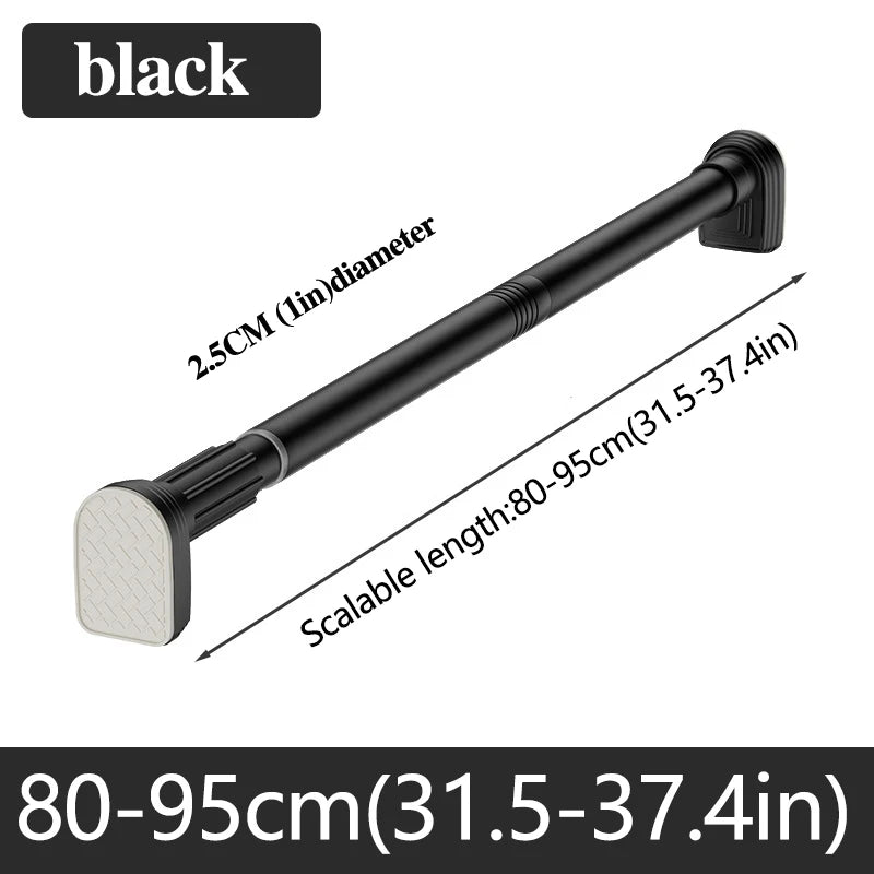 Adjustable Stainless Steel Shower Curtain Rod Clothes Drying Rack No-Drill Telescopic Pole for Laundry Room Bathroom