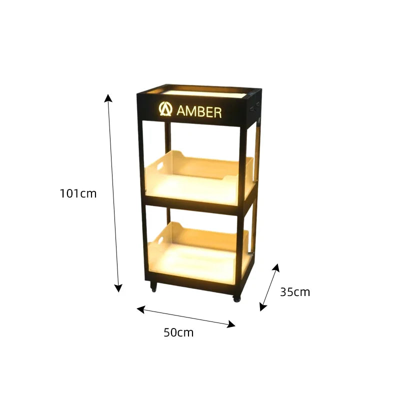 Mobile Stainless Steel LED Champagne Wine Rack Bar Lighting Import Liquor Display Cabinet Pub Liquor Display Cabinet
