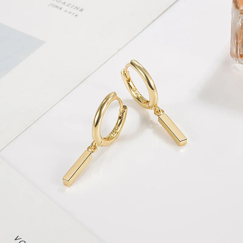 925 Sterling Silver Geometry Asymmetric Earring for Women Girl Simple Office Jewelry Gift Dropshipping