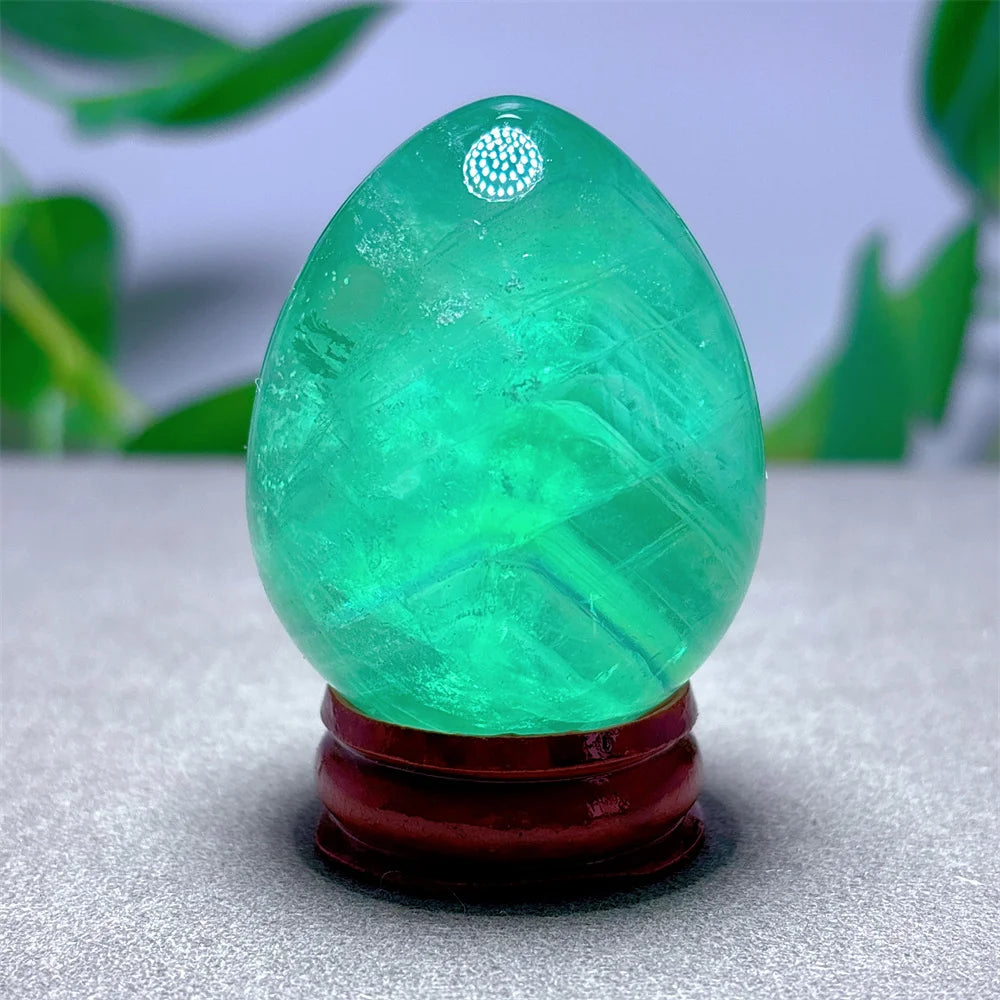 Rainbow Fluorite Egg Crystal Natural Stone Quartz Minerals Home Decoritems Reiki Gifts Energy Healing Luck Love Garden +Stand