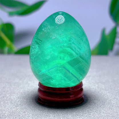 Rainbow Fluorite Egg Crystal Natural Stone Quartz Minerals Home Decoritems Reiki Gifts Energy Healing Luck Love Garden +Stand