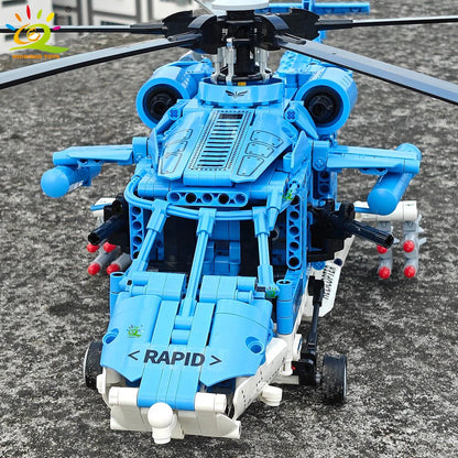 HUIQIBAO 1389PCS Military Helicopter Gunship Building Block Set for Children Airplane Bricks Toy Brick Home Decor.