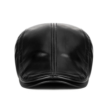 Winter Cold-Proof & Warm PU Forward Cap, Outdoor Fleece-Lined Windproof Men's Ear-Flap Adjustable Duckbill Cap