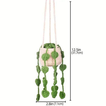 Handmade Crochet Car Styling Plants Succulent Car Plant Ornamentos Decoration Interior Accersories Cute Gift for Women