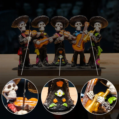 Day of the Dead Skeleton Band Statue Creative Resin Holiday Sculpture for Festive Decoration Ornament