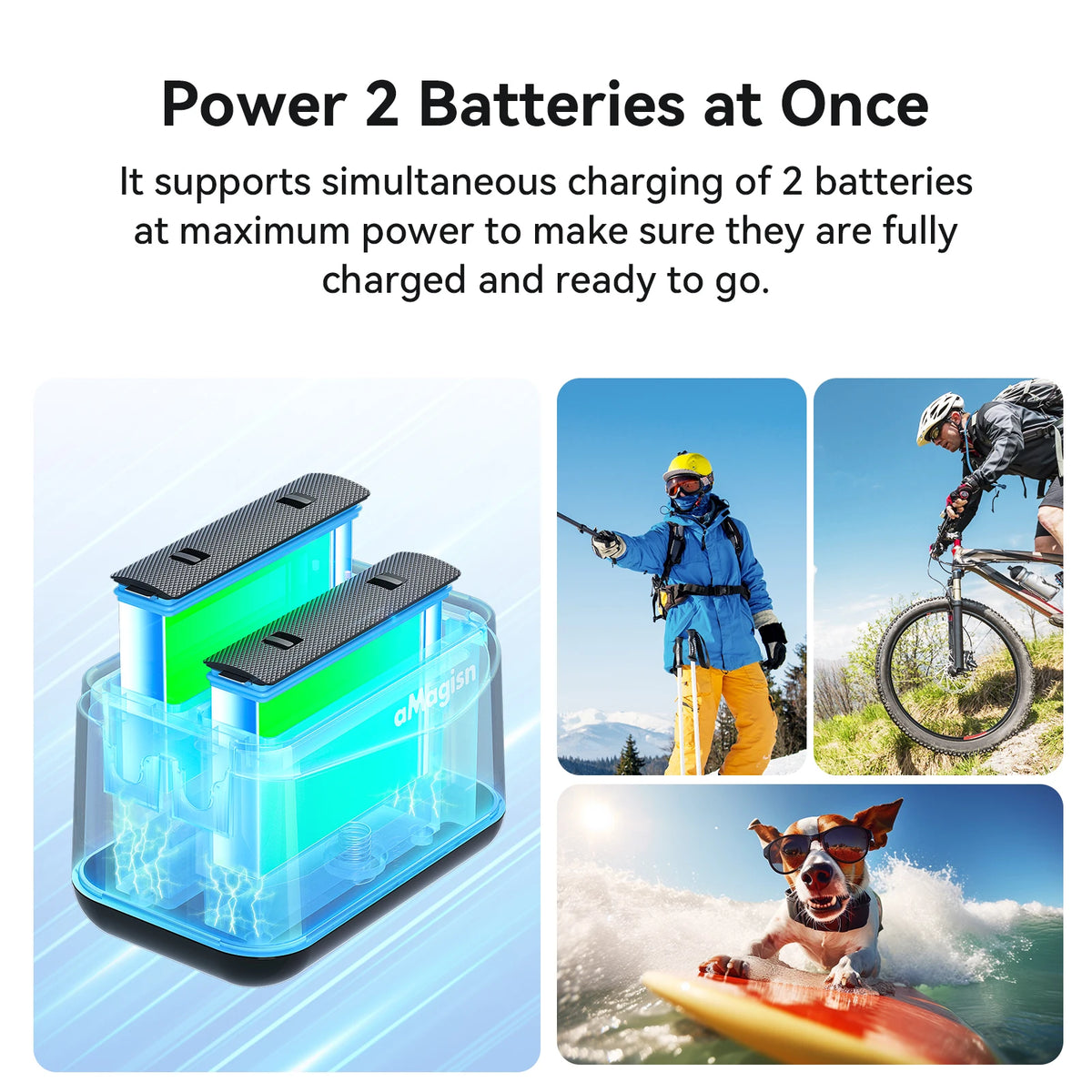 aMagisn 2 in 1 Battery Charging Hub for Insta360 X4 Air, 2 Slots Fast Charger with Dual Micro SD Card Storage for X4 Air Not X4