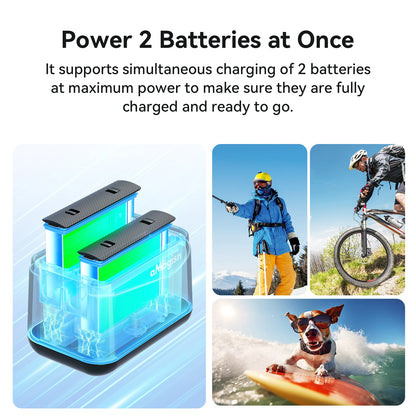 aMagisn 2 in 1 Battery Charging Hub for Insta360 X4 Air, 2 Slots Fast Charger with Dual Micro SD Card Storage for X4 Air Not X4