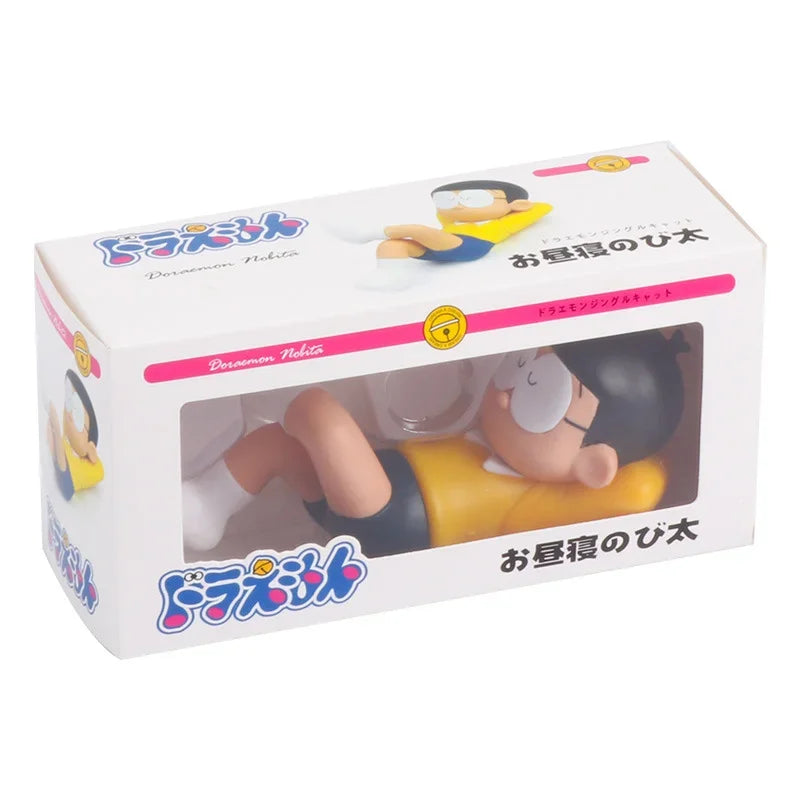 Anime Doraemon Nobita Nobi Sleep Car Decoration Kawaii Action Figure Blue Fat Collectible Model Toy Dolls Birthday Gifts