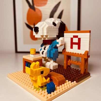 Snoopy Diamond Building Blocks Assembly Street View Model Character Scene Dog Mini Bricks Figure Toys For Christmas Gifts