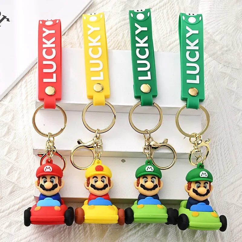 Mario Keychain Mario Bros Luigi Figure Toad Yoshi Bowser Action Figure Model Cartoon Bag Doll Pendant Toys Gift