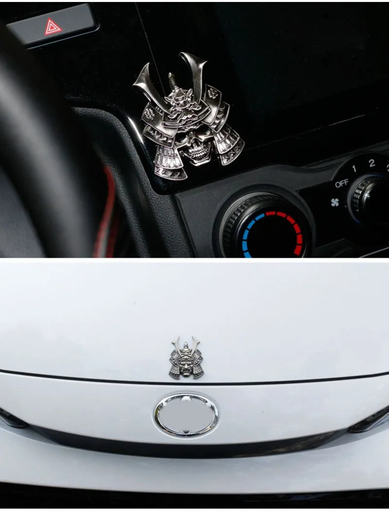 Japanese Samurai Hannya Metal Car Stickers Emblem Hot Badge Skull Style Pranjna Gunmetal Trunk Auto Motorcycle Accessories