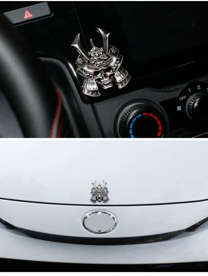 Japanese Samurai Hannya Metal Car Stickers Emblem Hot Badge Skull Style Pranjna Gunmetal Trunk Auto Motorcycle Accessories