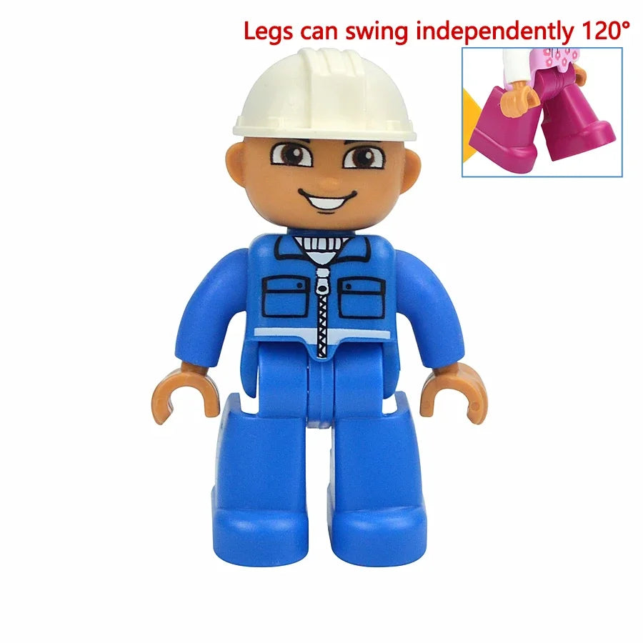 Figures Dolls Big Size Building Blocks Family Action Workers Doctor Police Farmer Compatible Large Bricks Duploes Kid Toys