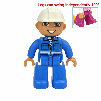 Figures Dolls Big Size Building Blocks Family Action Workers Doctor Police Farmer Compatible Large Bricks Duploes Kid Toys