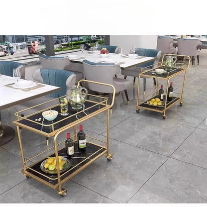 3-Tier European Style Rolling Serving Cart Versatile Beverage Dessert Trolley for Hotel Restaurant Cafe Wedding Party Home Use