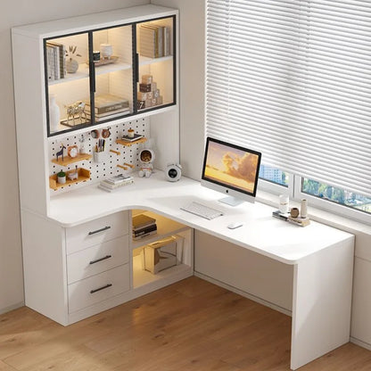 L Shaped Bookcase Integrated Computer Desk Corner Student Bedroom Home Simple Office Writing Desktop E-sports Computer Table