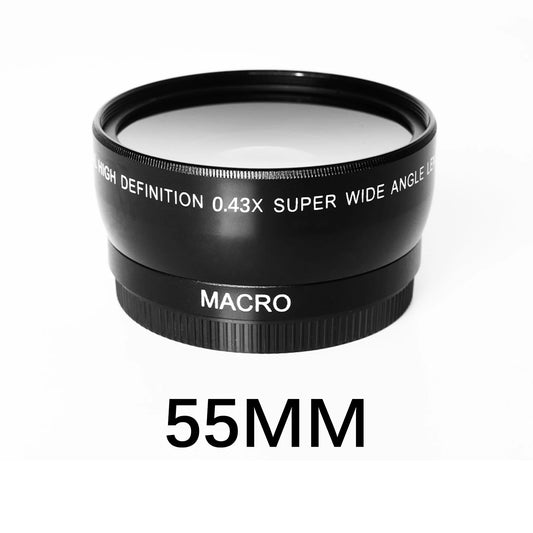 55mm 2 in 1 HD 0.43X Super Wide Angle Macro Lens for 55mm Filter Size Canon Nikon Sony Camera Lens Teleconverter Wide-angle Lens