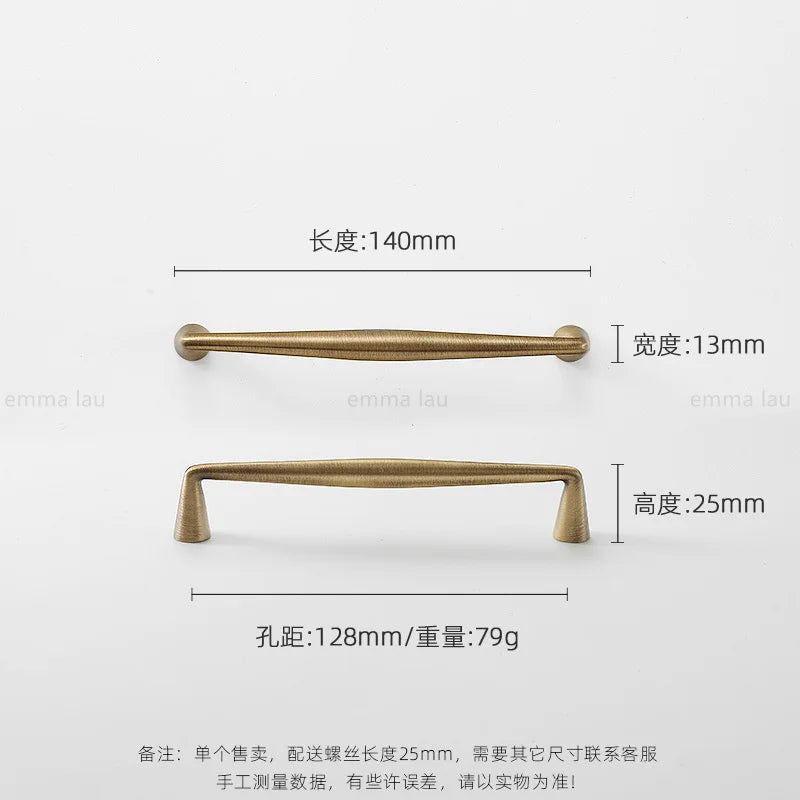 Light Luxury Brass Furniture Handles Retro Long Strip Cabinet Handles Round Door Drawer Knobs Kitchen Wardrobe Cupboard Pulls