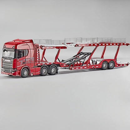 1:50 simulation Full alloy sliding Scania double-layer transport vehicle model flat truck pure static ornament collection gift