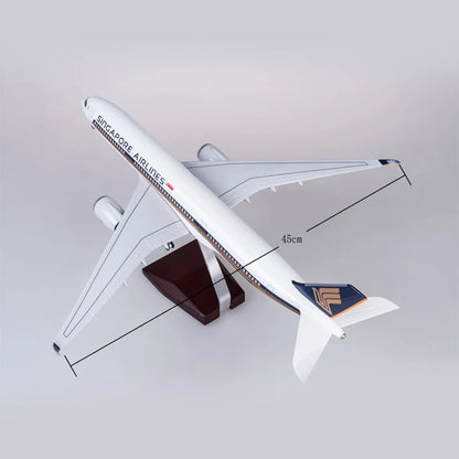 Singapore Airlines 47CM 1:142 Scale Model Aircraft A350 Airbus LED with LED Light(Touch or Sound Control) for Collection or Show