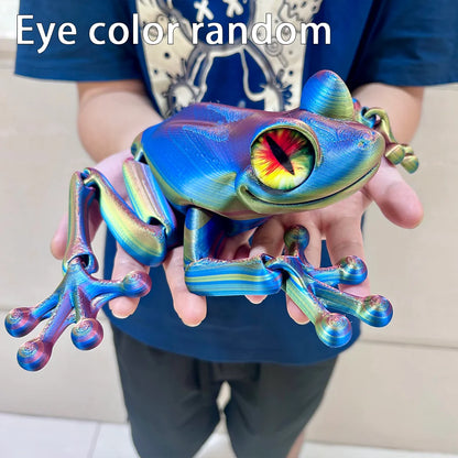 3D Printed Frog Statue, Flexible 3D Printed Animal, Fidget Action Figures for Home Office Desk Decor