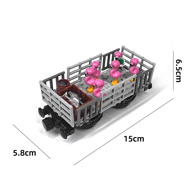 MOC Train Carriage Model, Rail Transport Vehicle, Coal Transport Vehicle, Rail Lift Pole Indicator Light, Train Accessories