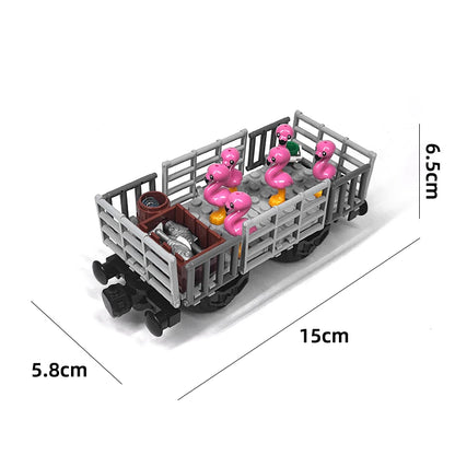 MOC Train Carriage Model, Rail Transport Vehicle, Coal Transport Vehicle, Rail Lift Pole Indicator Light, Train Accessories