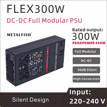 METALFISH Flex 300W Full Modular Power Supply Flex-ATX 1U PSU For ITX Mini PC POS NAS GPU Dock 220-240V
