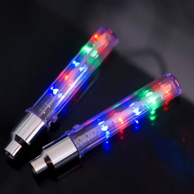 2pcs Bicycle Lights LED Bike Wheel Luminous Fluorescent Tire Valve Light Cap Decor Neon Lamp Flash Cycle Accessories