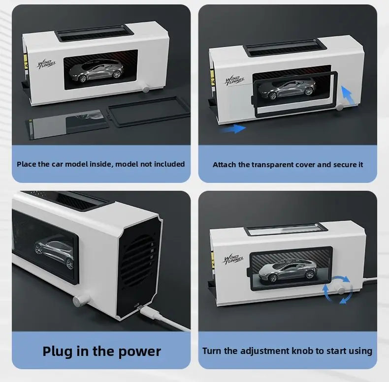 Desktop Wind Tunnel for Scientific Experimentation Compatible with Common Diecast Car Sizes Provides Clear Flow Path Observation