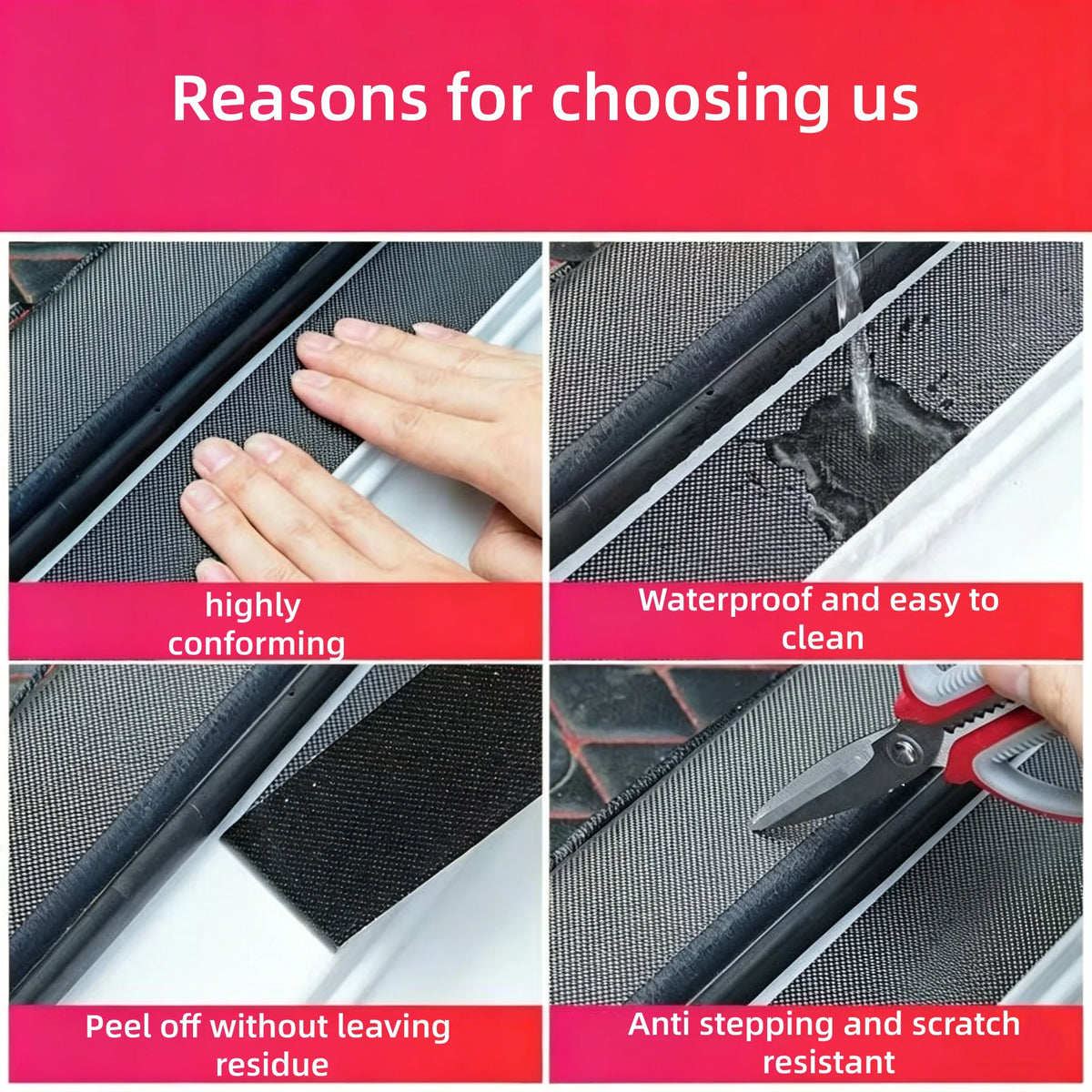 Black Rubber Anti-Slip Tape, Waterproof, Wear-Resistant, Anti-Drop, Non-Slip Sticker, Used for Stairs, Kitchens, and Bathrooms