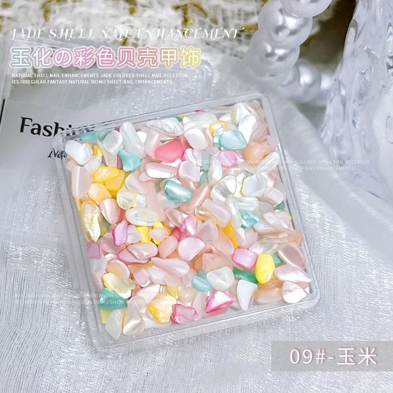 1 Box 3D Nail Art Decoration Material Shell Jade Stone Pearly Luster Irregular Nails Accessory Parts Manicure Decor Supplies