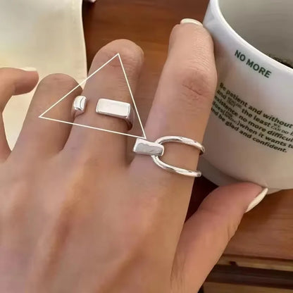 PANJBJ 925 Sterling Silver Geometry Crystal Ring For Women Ellipse Exaggerated Punk Water Drop Open Jewelry Gift Dropshipping