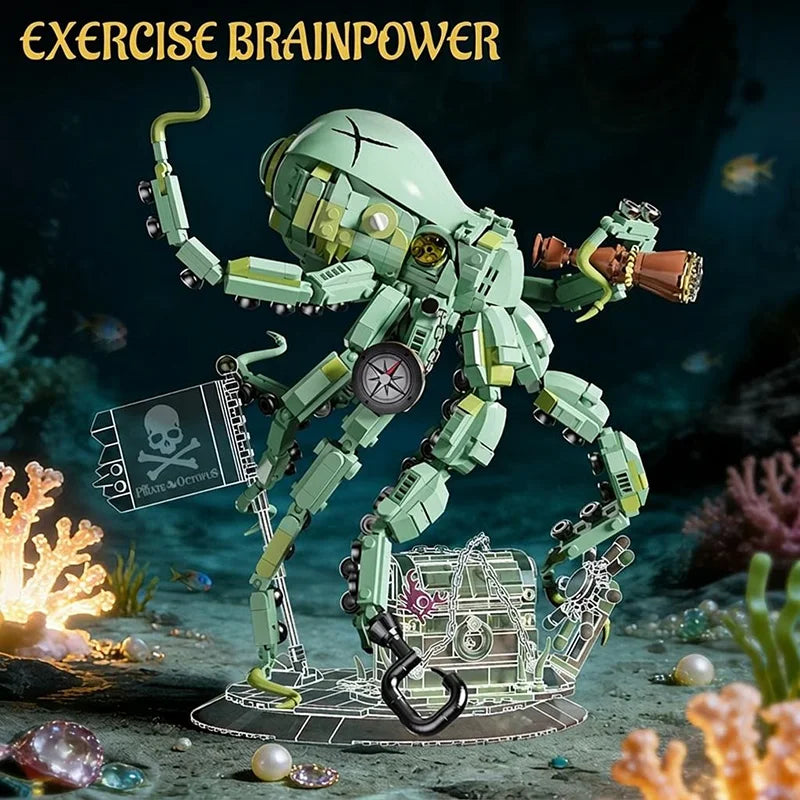Pirate Building Blocks Octopus Sea Monster Adventure Treasure Hunt Puzzle Toy for Kids Adults STEM Educational Gifts 1128pcs