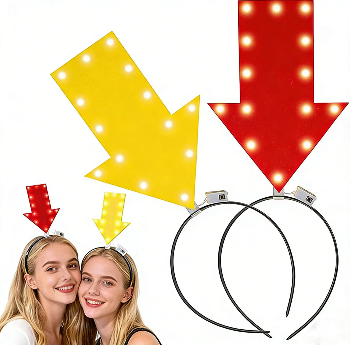 Light up Arrow Headband Festival Hair Hoop LED Funny Novelty Hair Hoop for Party Game Props & Carnival Costume Accessories