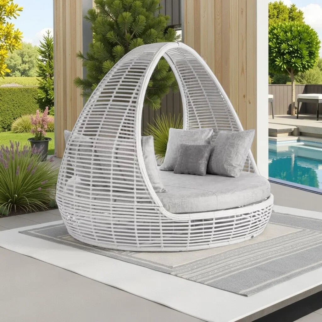 ABB  outdoor rattan bed round bed recliner Internet celebrity bed and breakfast garden hotel villa courtyard sofa