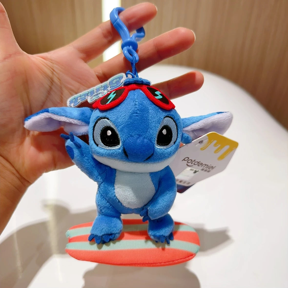 Genuine Disney Kawaii Winnie the Pooh Plush Doll Stitch Lotso Toy Story Cartoon Stuffed Anime Keychain Pendant Toys Kids Gift