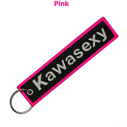 JDM Kawasexy Logo Key Chain For Kawasaki Motocycle Key Ring Cars Keychain Gifts Double Sided Embroidery Fashion Keychain