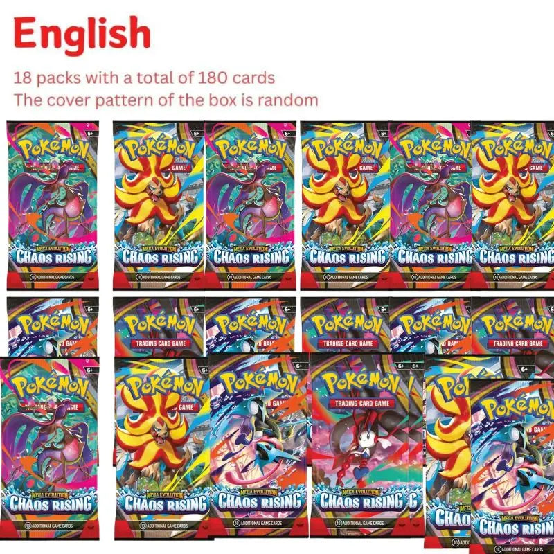 360PCS Pokémon Cards Chaos Rising Booster Box 36 Packs 360 Cards English TCG Collectible Trading Card Game Toys for Kids Gift