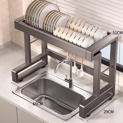 New Dish Drying Rack Kitchen Over The Sink Dish Drain Rack Utensil Holder Sink Stainless Steel Matt Black