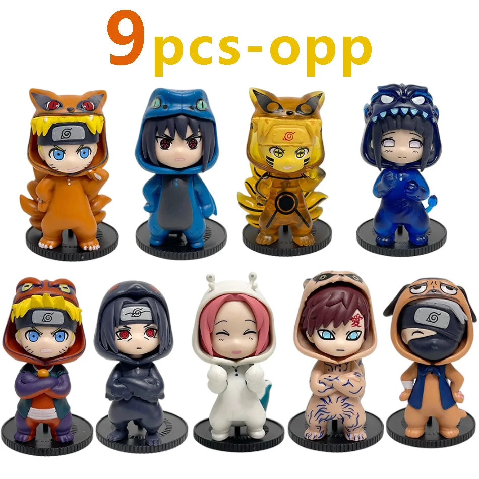 Anime 8cm Naruto 9pcs Set Random Blind Box Haruno Sakura Kakashi Sasuke Action Figure Movie Model Toy Birthday Christmas Gift