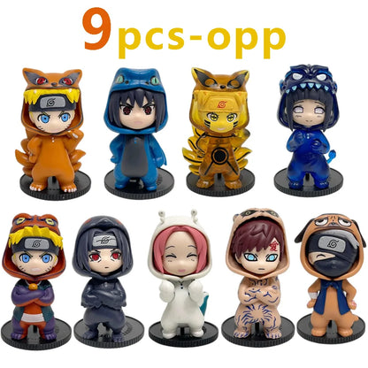 Anime 8cm Naruto 9pcs Set Random Blind Box Haruno Sakura Kakashi Sasuke Action Figure Movie Model Toy Birthday Christmas Gift