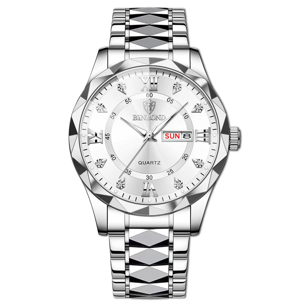 Male Mens Quartz Watches Top Brand Luxury Business Waterproof Luminous Large Dial Men Wristwatches Sports Stainless Steel Watch
