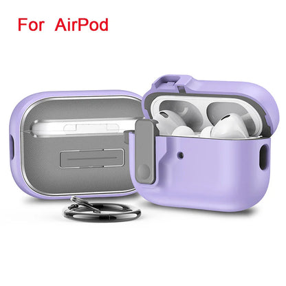 Protective Case for AirPods Pro 2 Cover Luxury Earphone Cover Case for Apple AirPods 4 3 Air Pods Shockproof Sleeve With Hook