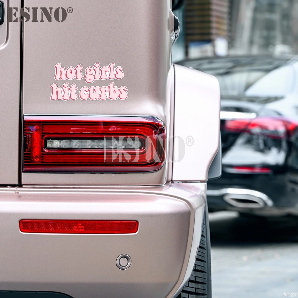 Car Styling Funny Hot Girls Hit Curbs PVC Adhesive Decal Cartoon Waterproof Car Body Sticker Pattern Vinyl